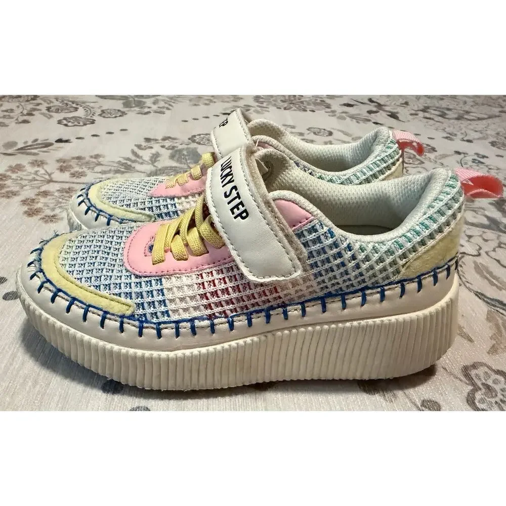 Lucky Step Pastel Multi-Color Mesh Platform Sneakers - Kid's Size 1